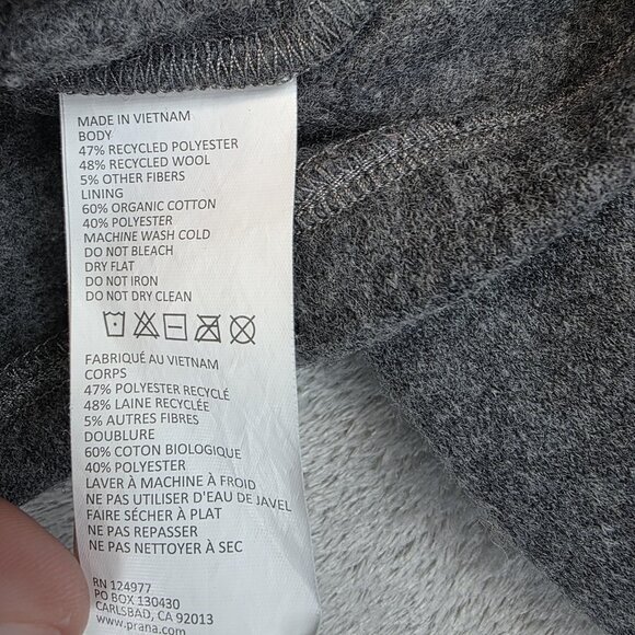 PrAna Sweater Womens Small Gray Wool Blend Hoodie Pullover Drawstring Hem Cozy - Picture 6 of 9